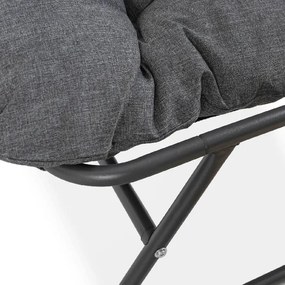 Fotel Ogrodowy KALISTA z Podnóżkiem Szary/Czarny Nowoczesny