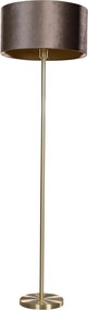 Lampa podłogowa mosiężna z welurowym abażurem w kolorze brązowym 50 cm - Simplo