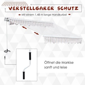 Outsunny Markiza z korbą, przegubowym ramieniem, montaż ścienny, aluminium, beżowa, 3x2,5m | Aosom PL