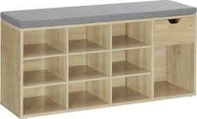 Szafka na buty z ławką z szarym siedziskiem i szufladą TAYLOR ARTISAN 104x30x48 cm