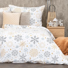 4Home Pościel flanelowa Frosty snowflakes, 160 x 200 cm, 70 x 80 cm