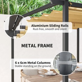 Outsunny Pergola Ogrodowa 3 x 3 m z Regulowanym Dachem, Rama Metalowa, Ochrona UPF30+, Daszek Słoneczny na Werandę, Taras, Beżowy