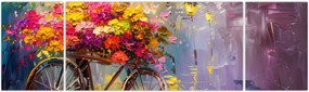 Obraz - Koło z kwiatami (170x50 cm)