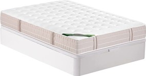 Zestaw 160 x 200 cm stelaż ze skrzynią biały + materac kieszeniowy 5-strefowy z pianką memory i powłoką przeciw pluskwom gr. 24 cm - VIREVO marki NATUREA