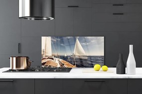 Panel nad blat kuchenny Kolorowe Łodzie Na Morskiej Głębi