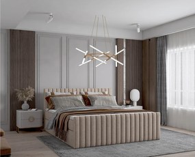 Łóżko kontynentalne boxspring DEMETER 180x200 cm w tkaninie FLOW 2 beżowej