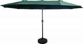 Podwójny parasol ogrodowy TILIA w kolorze ciemnozielonym waga 12,3 kg wymiary 460x270x245 cm
