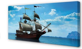 Obraz na płótnie Statek wśród Morskich Fal