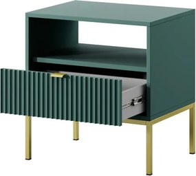 NAYA Stolik nocny S 54 zielony (LABRADOR) | złoty stelaż