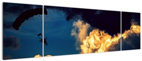 Obraz skoczka spadochronowego w chmurach (170x50 cm)