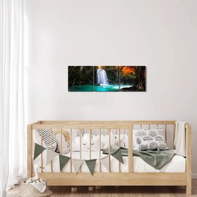 Obraz - Szmaragdowa Laguna (z zegarem) (90x30 cm)
