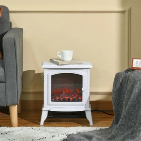 HOMCOM Wolnostojący kominek elektryczny, efekt płomieni, 2 tryby grzania 1000 W/2000 W, hartowane szkło, biały, 36,5x24x45,5 cm | Aosom PL