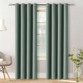 Szaro-zielona zasłona OXFORD 140x250 cm Zawieszanie: Taśma z wiązaniami