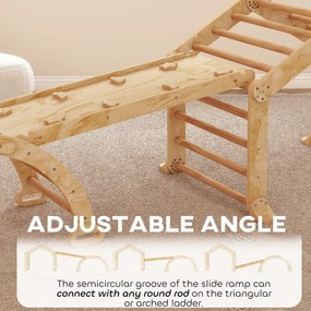AIYAPLAY 9-w-1 drabinka wspinaczkowa do wnętrz, pochylna, zjeżdżalnia, drabinka, tablica do pisania, dla małych dzieci, drewno