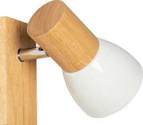 Rustykalna lampa ścienna drewniana z białym regulowanym - Thorin