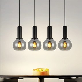 NETTLIFE Lampa wisząca do jadalni, szklana lampa wisząca, 4 płomienie, lampa do jadalni w stylu vintage, E27, retro