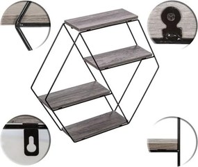 STILISTA Półka ścienna sześciokątna, św. drewno, 51x58x11 cm