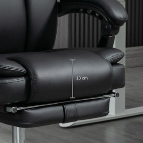 Vinsetto Regulowany Fotel Biurowy z 6 Punktami Masażu, Funkcją Ogrzewania, Podnóżkiem, Skóra Ekologiczna, Czarny