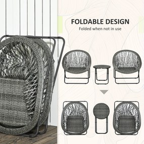 Outsunny Zestaw mebli ogrodowych 3-częściowy, składany zestaw ogrodowy z stolikiem kawowym, 2 krzesłami, zestaw mebli balkonowych z poduszkami, zestaw mebli ogrodowych do balkonu, tarasu, szary | Aosom PL