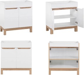 Zestaw białych mebli łazienkowych Bali 007 - szafka 80 cm z umywalką i słupek