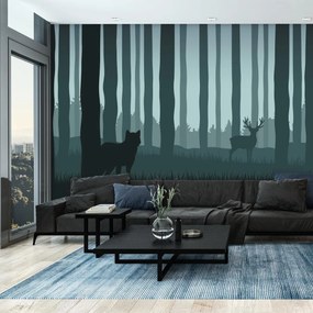 Fototapeta - Wilk obserwujący jelenia (196x136 cm)