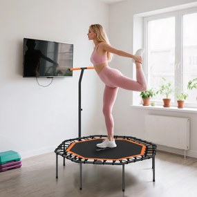 Fitness-Trampolin SPORTNOW z regulowanym uchwytem, stabilne i ciche do użytku wewnątrz, stal, Pomarańczowy