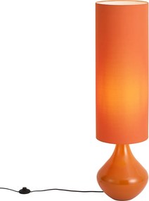 Lampa podłogowa retro pomarańczowa z abażurem z tkaniny - Mina