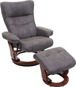 Leżanka Edmonton z taboretem,  ciemnoszary, kolor orzechowy