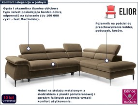 Oliwkowy narożnik nowoczesny z funkcją spania K1-R93