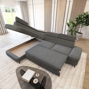Masseno Narożnik AVISE z funkcją spania i pojemnikiem na pościel Narozniki L, Rozkładana sofa - Szary, QUELLE 92