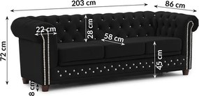 Czarna aksamitna rozkładana sofa 203 cm York Blik – Ropez