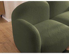 Zielony narożnik z materiału bouclé (prawostronny/z szezlongiem) Orbit – Ropez