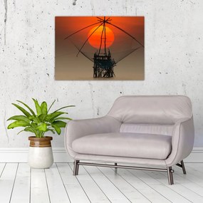 Obraz na szkle - Wschód słońca, jezioro Pakpra (70x50 cm)