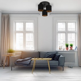 Lampa sufitowa czarna trzypunktowa z czarnymi abażurami C-3030SC-SCSCS