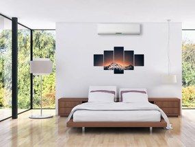 Obraz nocnego nieba z górą (125x70 cm)