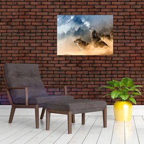 Obraz - wilki wyjące do księżyca (70x50 cm)