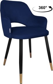Krzesło Milano tkanina Welur noga metalowa elegancki komfort wnętrza : Kolor nogi - Czarno-złota stożek, Kolor tkaniny - VELVET - MG16, Typ siedziska - Siedzisko obrotowe 360°