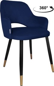 Krzesło Milano tkanina Welur noga metalowa : Kolor nogi - Czano-złota stożek, Kolor tkaniny - VELVET - MG16, Typ siedziska - Siedzisko obrotowe 360°