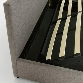 Szare tapicerowane łóżko dwuosobowe ze schowkiem i stelażem 180x200 cm Nahiri – Kave Home