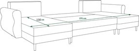 PROMOCJA Rozkładany narożnik w kształcie U SILVIANO 300x140 cm, szary + 2 poduszki GRATIS II. jakość