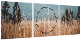Obraz - szczegół łąki (z zegarem) (90x30 cm)