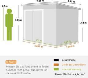 Outsunny Metalowy domek narzędziowy 2,68 m², zamykany domek z 3 drzwiami, wentylacja, dach jednospadowy, rękawice | Aosom PL