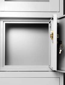 Biurowa szafa na akta z sejfem Filip II 90x40x185 cm szara