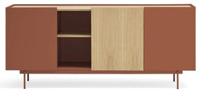 Ceglasto-naturalna niska komoda w dekorze dębu 180x78 cm Otto – Teulat