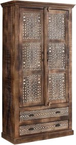 Brązowa szafa z litego drewna mango 190x45 cm Maneesh – Støraa