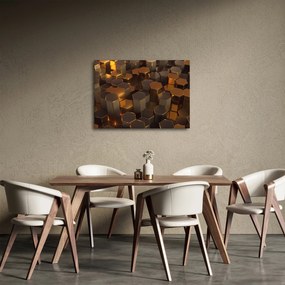Obraz - Sześciokąty z brązu (70x50 cm)