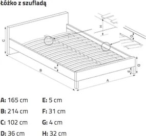 Łóżko sypialniane w wezgłowiem z ozdobnymi przeszyciami Valery