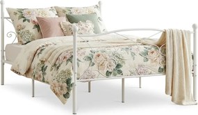 Białe rustykalne łóżko małżeńskie 160x200 cm R0-S95