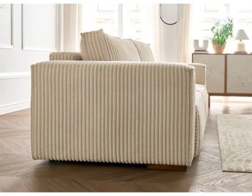 Jasnobrązowa sztruksowa rozkładana/ze schowkiem sofa 244 cm Chelsea – Bobochic Paris