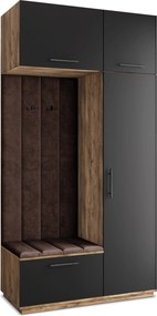 Masseno Garderoba REMA 120/240/60 cm Nowoczesna Szafa do Przedpokoju Dąb lefkas, MONOLITH 29 (Brązowy)